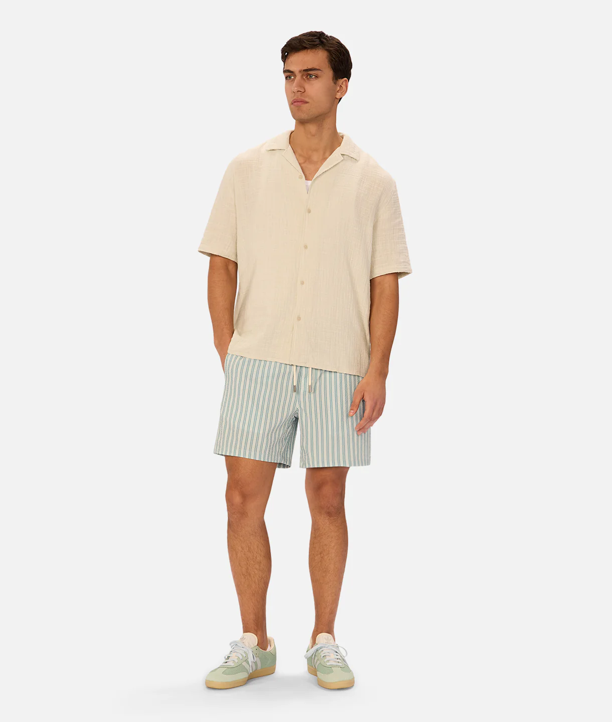 The Berkeley Swim Short - Silver Blue / White