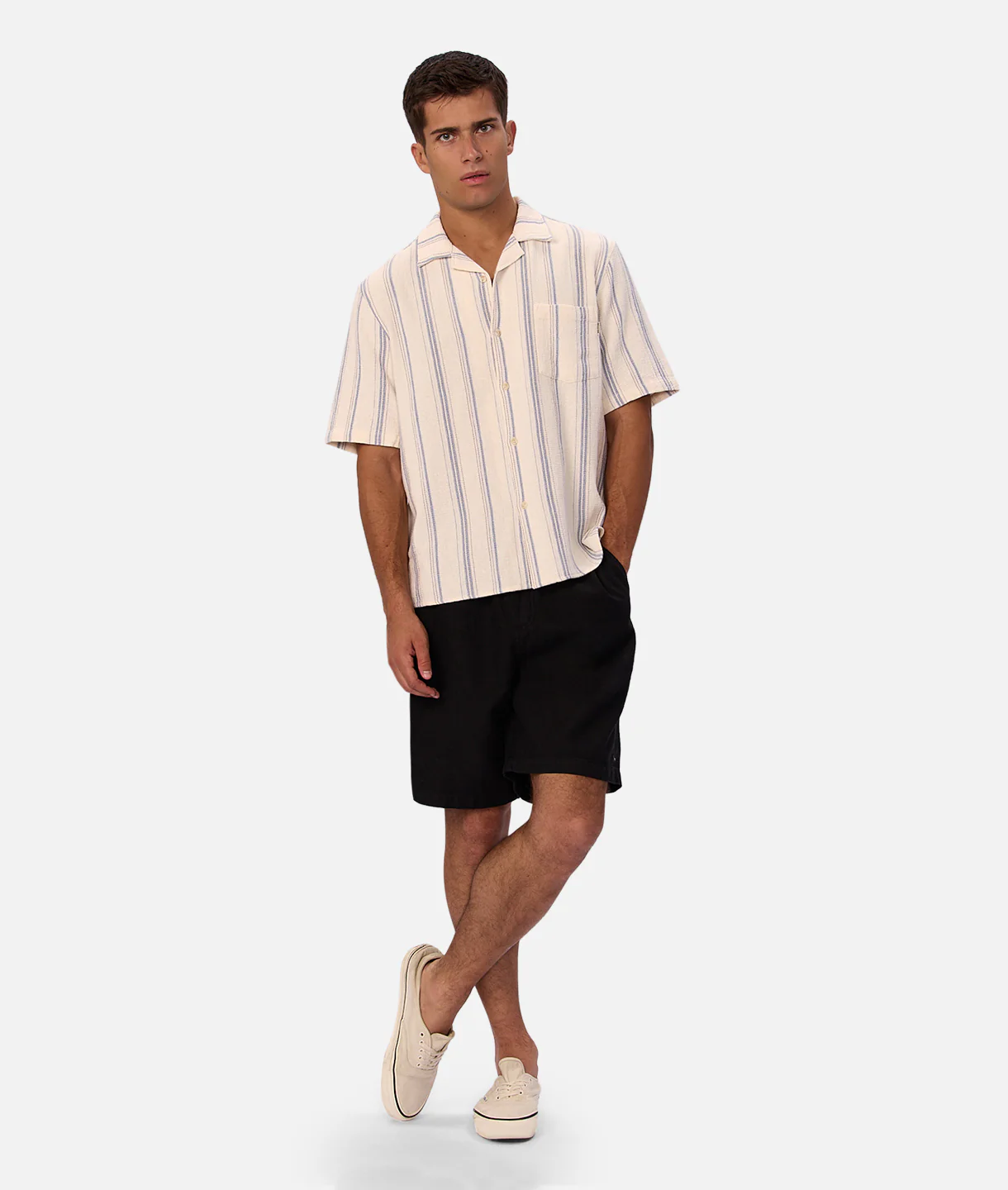 710-the-bowment-short-sleeve-shirt-natural-blue-combo-2.webp The Bowment Short Sleeve Shirt - Natural Blue Combo