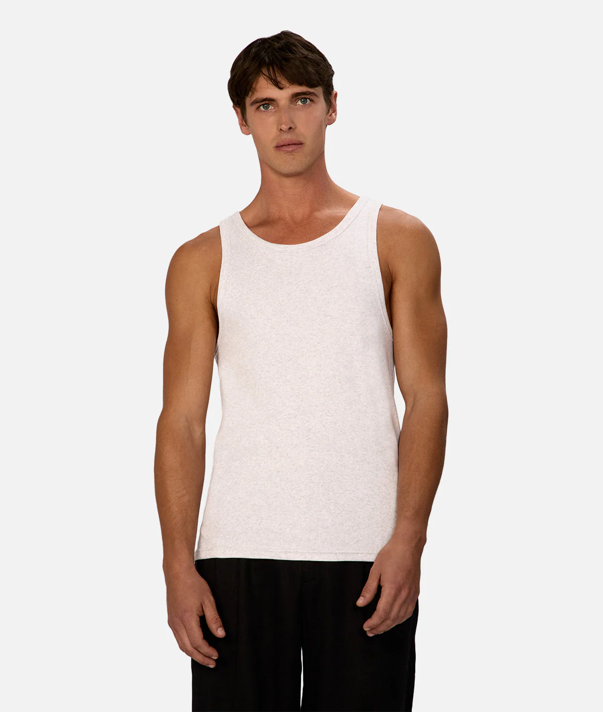 The Brando Ribbed Tank Top - Grey Marle