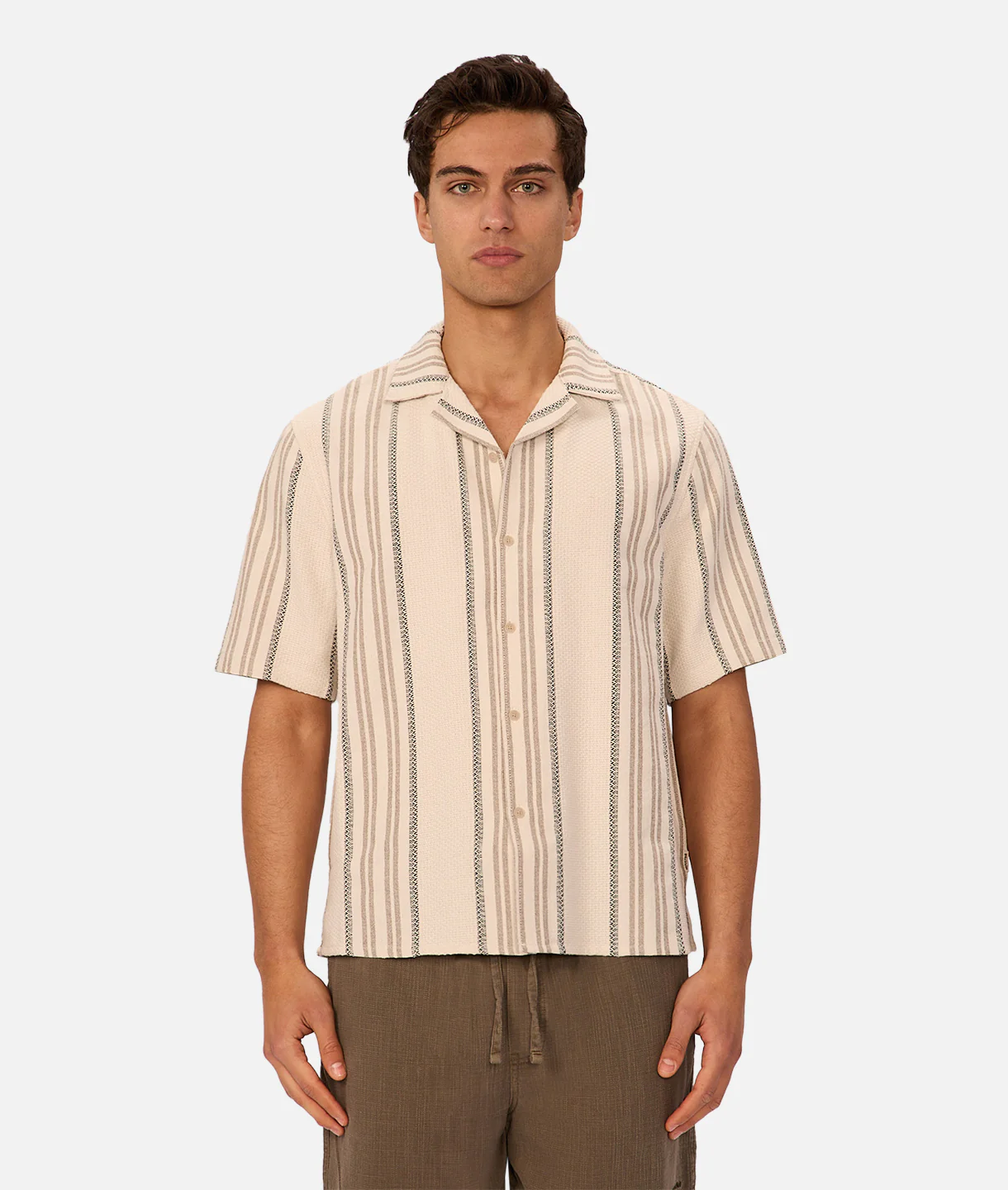 The Carmona Short Sleeve Shirt - Beige/Black/Caramel