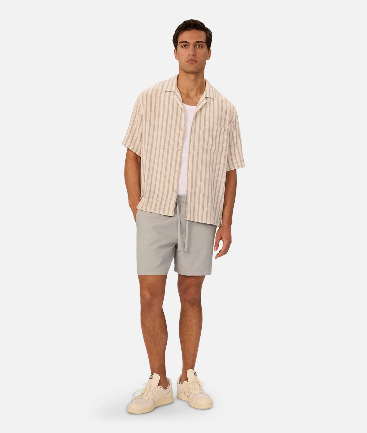 The Cresta Short Sleeve Shirt - Off White / Blue