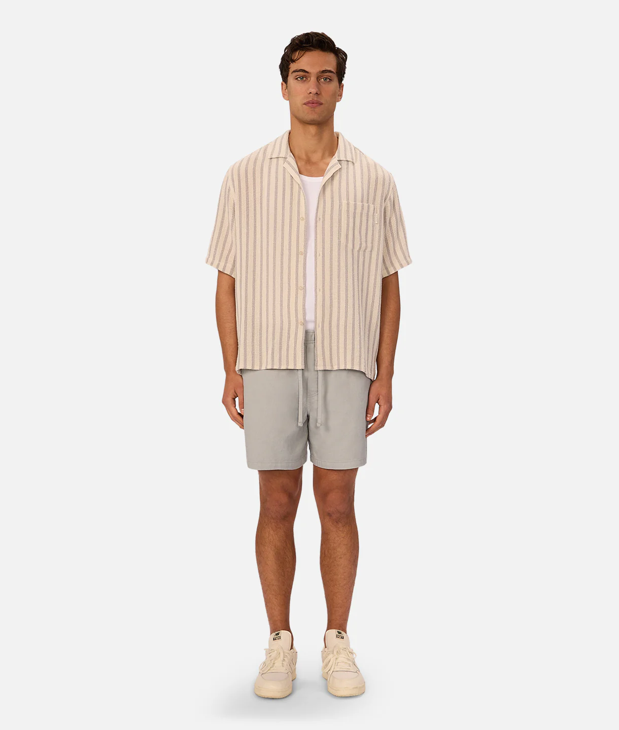 The Cresta Short Sleeve Shirt - Off White / Blue
