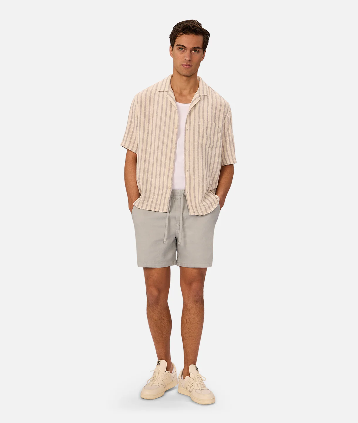The Cresta Short Sleeve Shirt - Off White / Blue